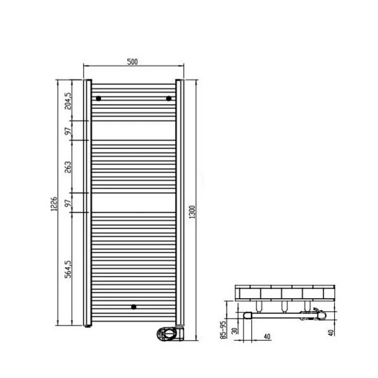 Elektriskais dvieļu žāvētājs Zehnder AURA 500x1226 mm 750W, hroms