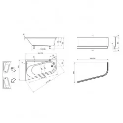 Stūra vanna Ravak CHROME 170x105 L
