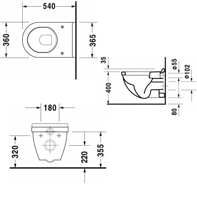 Tualetes pods piekaramais Duravit Starck III ar soft close vāku, 2200090000/0063890000