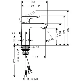 Bidē maisītājs Hansgrohe Metris, hroms 31280000