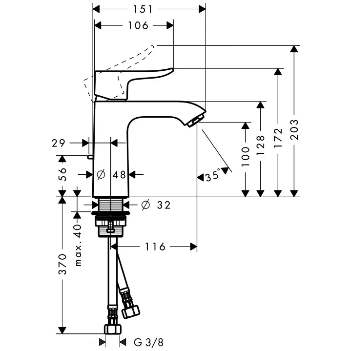Bidē maisītājs Hansgrohe Metris, hroms 31280000