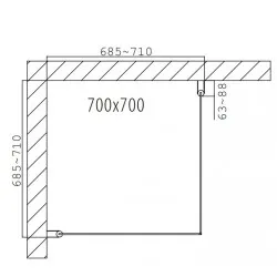 Dušas stūris kvadrātveida Duschy Corner 700x700, caurspīgs stikls 2x5231-70