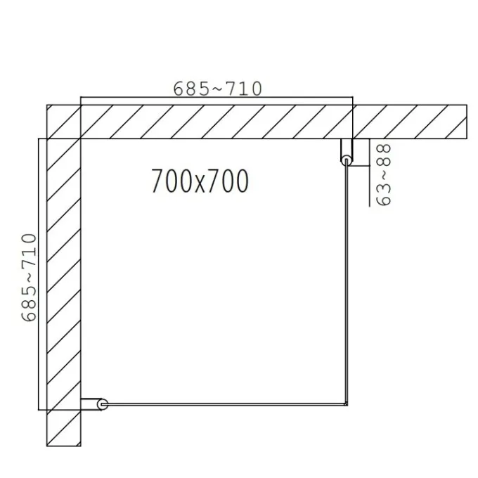 Dušas stūris kvadrātveida Duschy Corner 700x700, caurspīgs stikls 2x5231-70