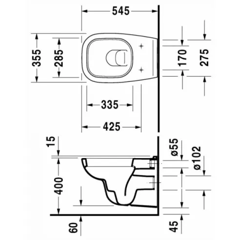 Tualetes pods piekaramais Duravit D-CODE ar soft close vāku, 45350900A1