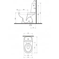 Tualetes pods KOLO SOLO ar vertikālu izvadu, ciets vāks 3/6L, 79219