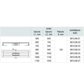 Dušas kanāls ACO ShowerDrain C 1085mm, h-65mm, 9010.88.26