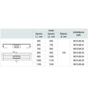 Dušas kanāls ACO ShowerDrain C 1085mm, h-92mm, 9010.88.05