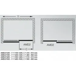 Dušas durvis bīdāmās Roth AMD2 1400 mm