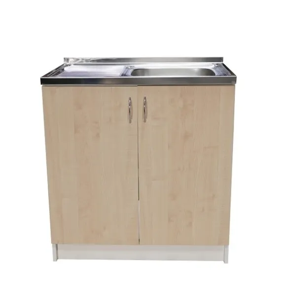 Virtuves izlietnes skapītis Aqualine 80x50cm, balts/kļava