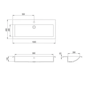 Vannas istabas iebūvējamā izlietne Turtl Decorus 100x45cm, BQA100-220