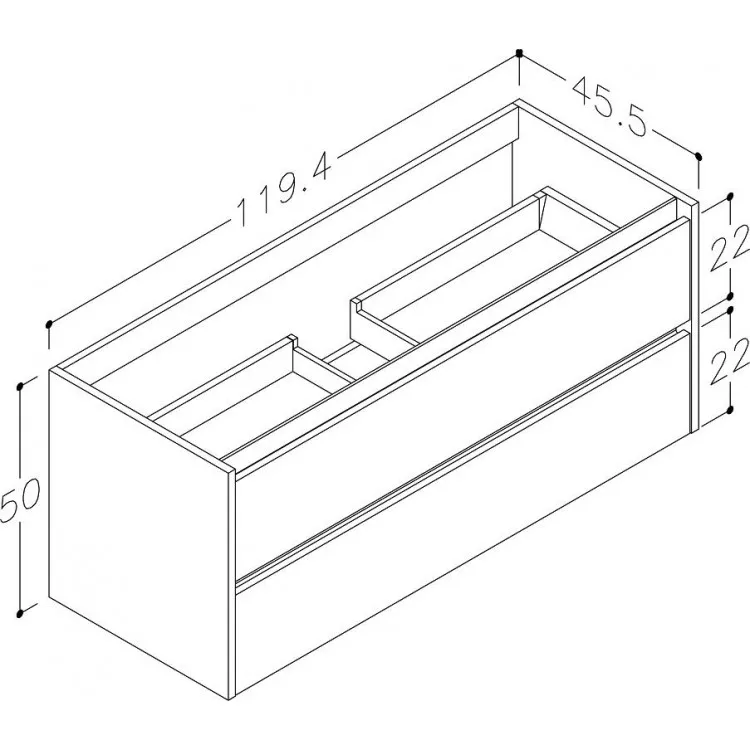 Vannas istabas skapītis izlietnei Kame City 120cm, BU/12-3DR/1D1P1