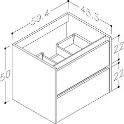 Vannas istabas skapītis izlietnei Kame City 60cm, BU/6-3DR/1D1P1