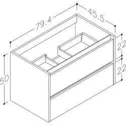 Vannas istabas skapītis izlietnei Kame City 80cm, BU/8-3DR/1P1
