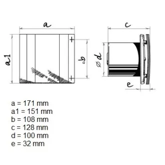 Sadzīves ventilators Blauberg Quatro 100H ar taimeri, mitruma sensors
