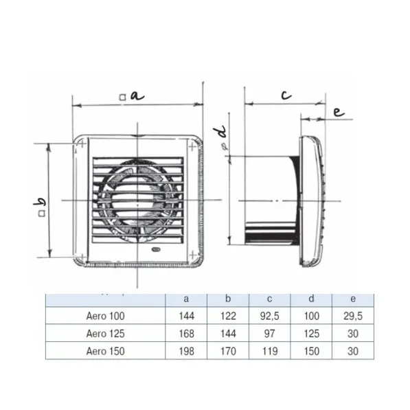 Sadzīves ventilators Blauberg Aero 100T ar taimeri