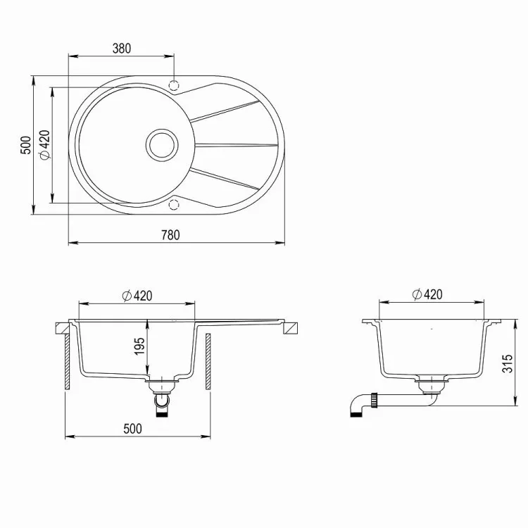 Virtuves izlietne HELIKA CLARUS 780x500 mm SR101AW-114