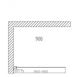 Dušas siena Duschy Wall 90 cm, caurspīdīgs stikls 5221-90