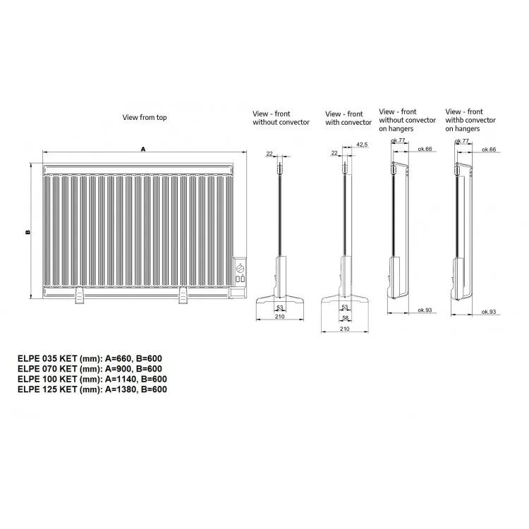 Eļļas sienas radiators ELPE 125 KET