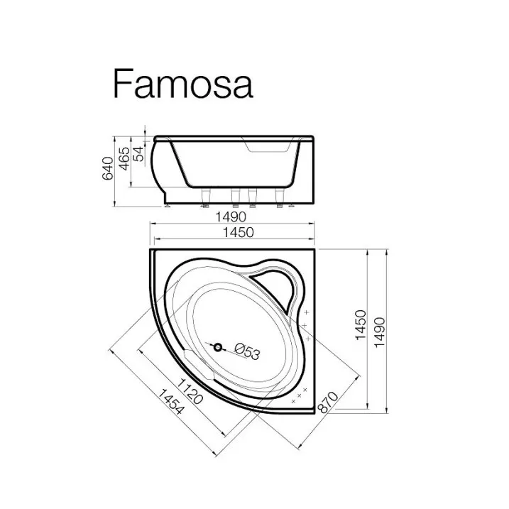 Stūra vanna Vispool FAMOSA 1490x1490