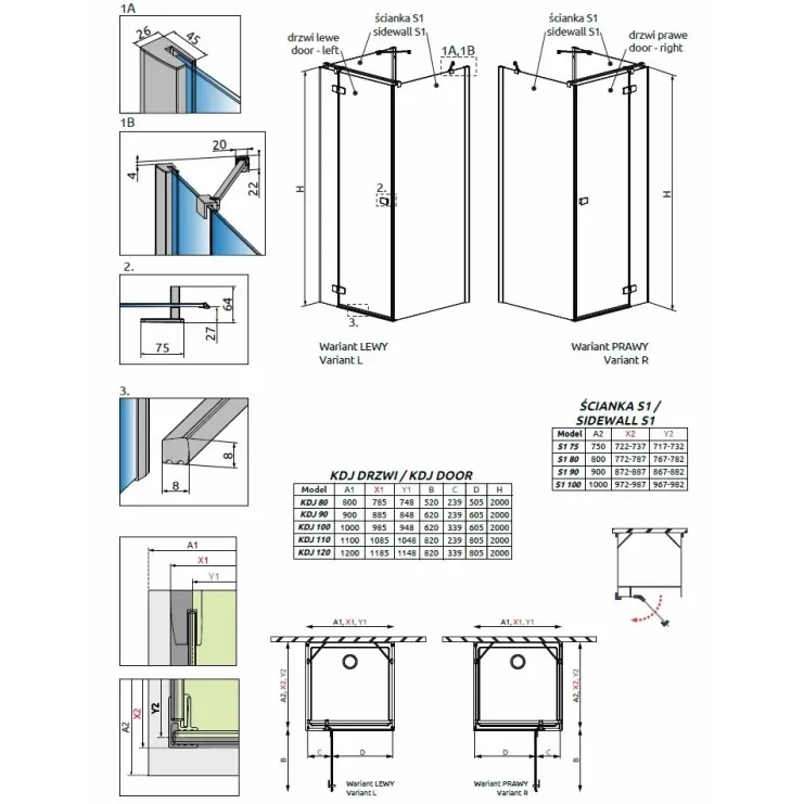 Dušas stūris taisnstūra Radaway Fuenta New KDJ+S 110x100 cm