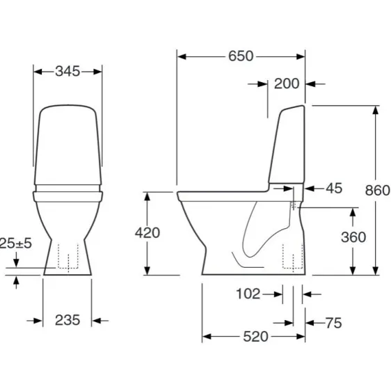 Tualetes pods Gustavsberg Nautic 1500 Ceramic Plus ar soft Close vāku GB1115002R