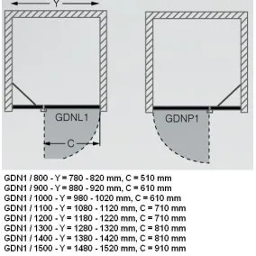 Dušas durvis veramās Roltechnik GDNL1/GDNP1 1400mm