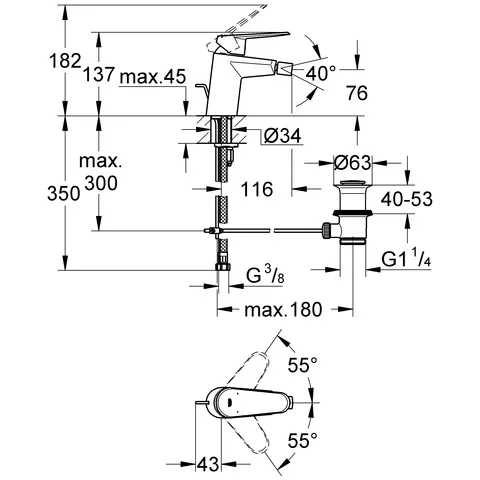 Bidē maisītājs Grohe Eurodisc Cosmo, 33244 002