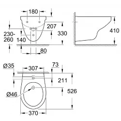 Bidē piekaramais Grohe Bau Ceramic, 39433000