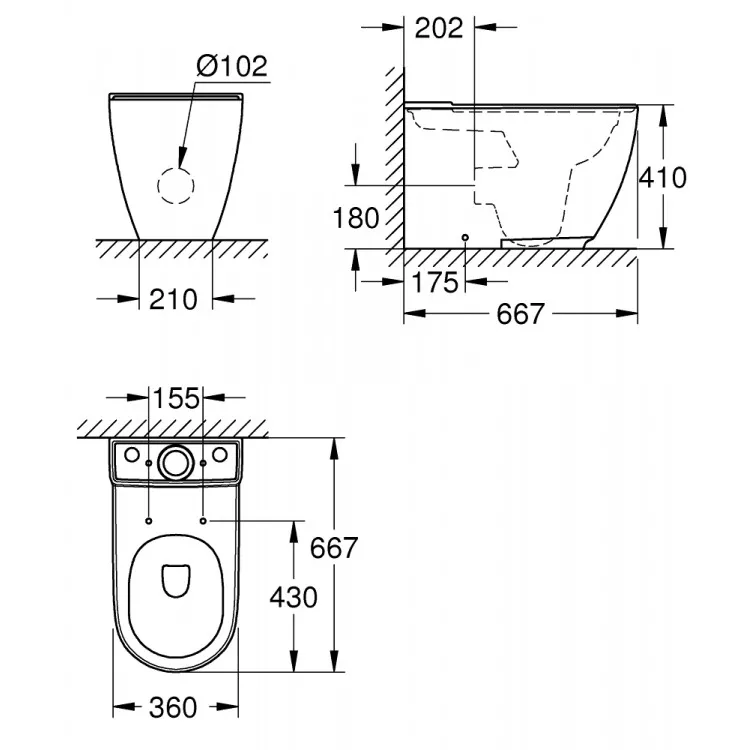 Tualetes pods Grohe Essence Rimless bez vāka, 39572/39578000