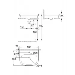 Vannas istabas izlietne Grohe Euro Ceramic 60x48cm, 3933700H