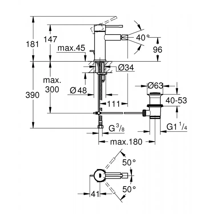 Bidē maisītājs Grohe Essence, 32935A01