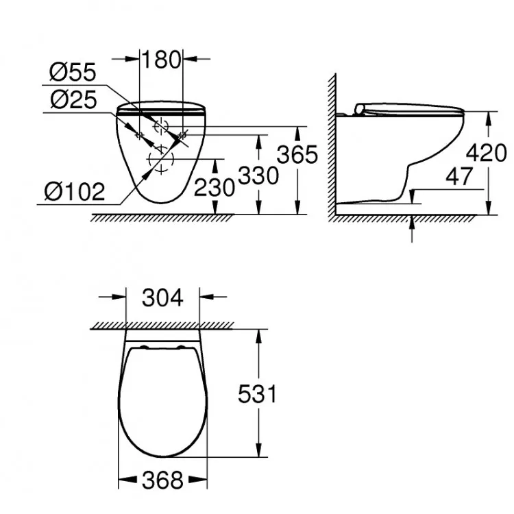 Komplekts Grohe Bau Rimless WC+rāmis Rapid SL+poga