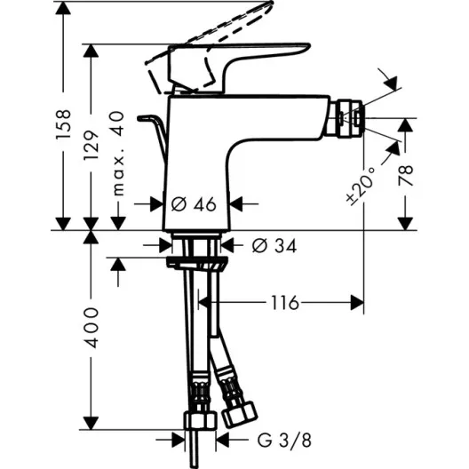 Bidē maisītājs Hansgrohe Talis E, 71720000