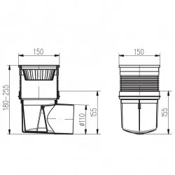 Lietus ūdeņu traps HACO KVB DN110 C , horizontāls