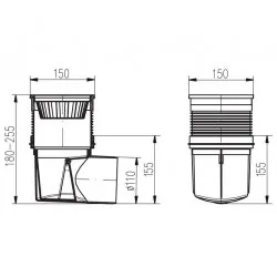 Lietus ūdeņu traps HACO KVB DN110 N, horizontāls