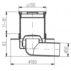 Traps HACO PVB 100x100 PR/DN50 B, horizontāls