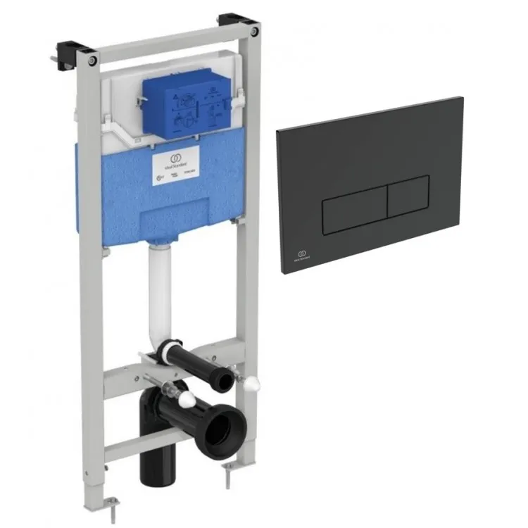 Iebūvējamais rāmis tualetes podam Ideal Standard WC ar melnu pogu,R020467/0121A6