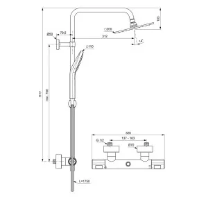 Dušas sistēma Ideal Standard Ceratherm T100, A7240AA