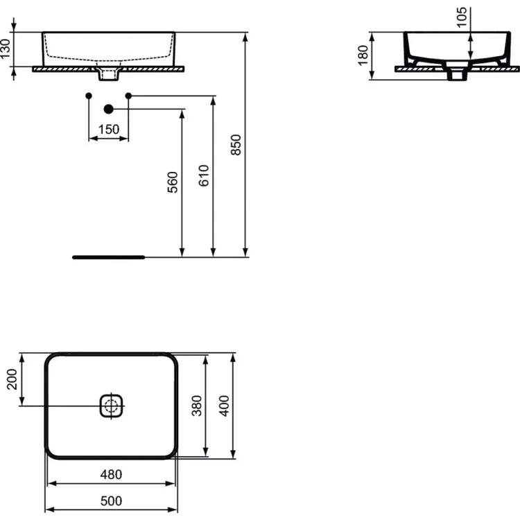 Vannas istabas uzliekamā izlietne Ideal Standard STRADA II 50x40cm, T296701