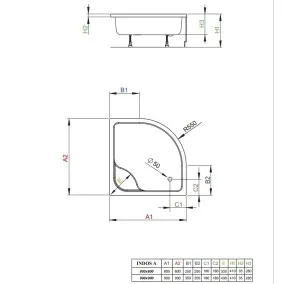 Dušas paliktnis dziļais Radaway INDOS A 900x900, balts
