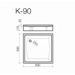 Dušas paliktnis kvadrātveida Vispool K-90,900x900