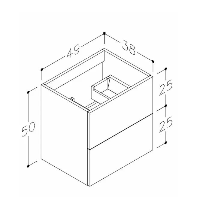 Vannas istabas skapītis izlietnei Kame DUET 50cm, BU/5-2DR/D1