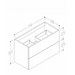 Vannas istabas skapītis izlietnei Kame DUET 80cm, BU/8-2DR/1