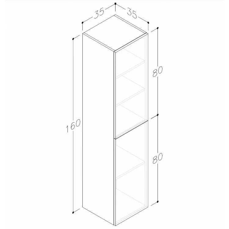 Vannas istabas augstais skapis Kame GAMA/DUET 160x35cm, TU/35-2/D1