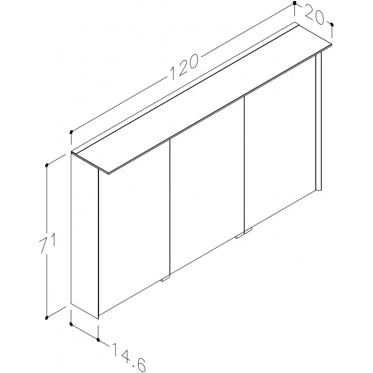 Vannas istabas skapītis ar spoguli KAME LOFT 120x71 cm, MC3DML/120-70/D02-LFT