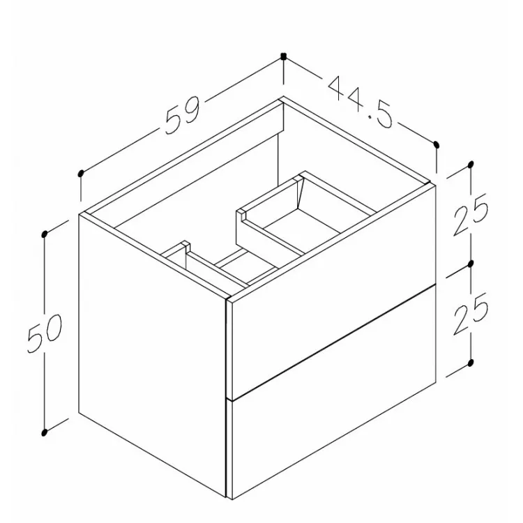 Vannas istabas skapītis izlietnei Kame GAMA 60х45cm, BU/6-3DR/35