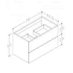 Vannas istabas skapītis izlietnei Kame GAMA 80х45cm, BU/8-3DR/48