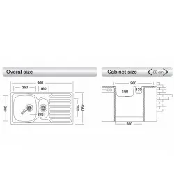 Virtuves izlietne Kromevye Oberon 960x490 mm, EC318