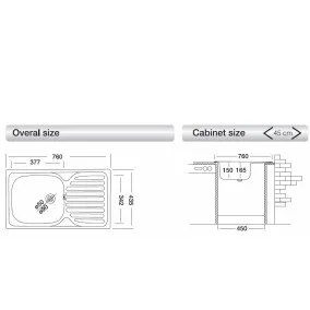 Virtuves izlietne Kromevye Classik 760x435mm, N140