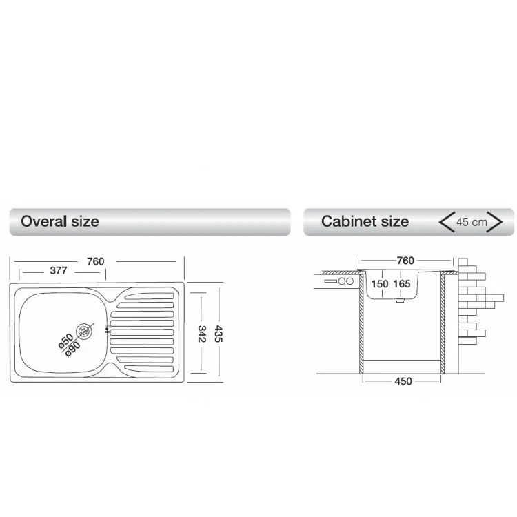 Virtuves izlietne Kromevye Classik 760x435mm, N140